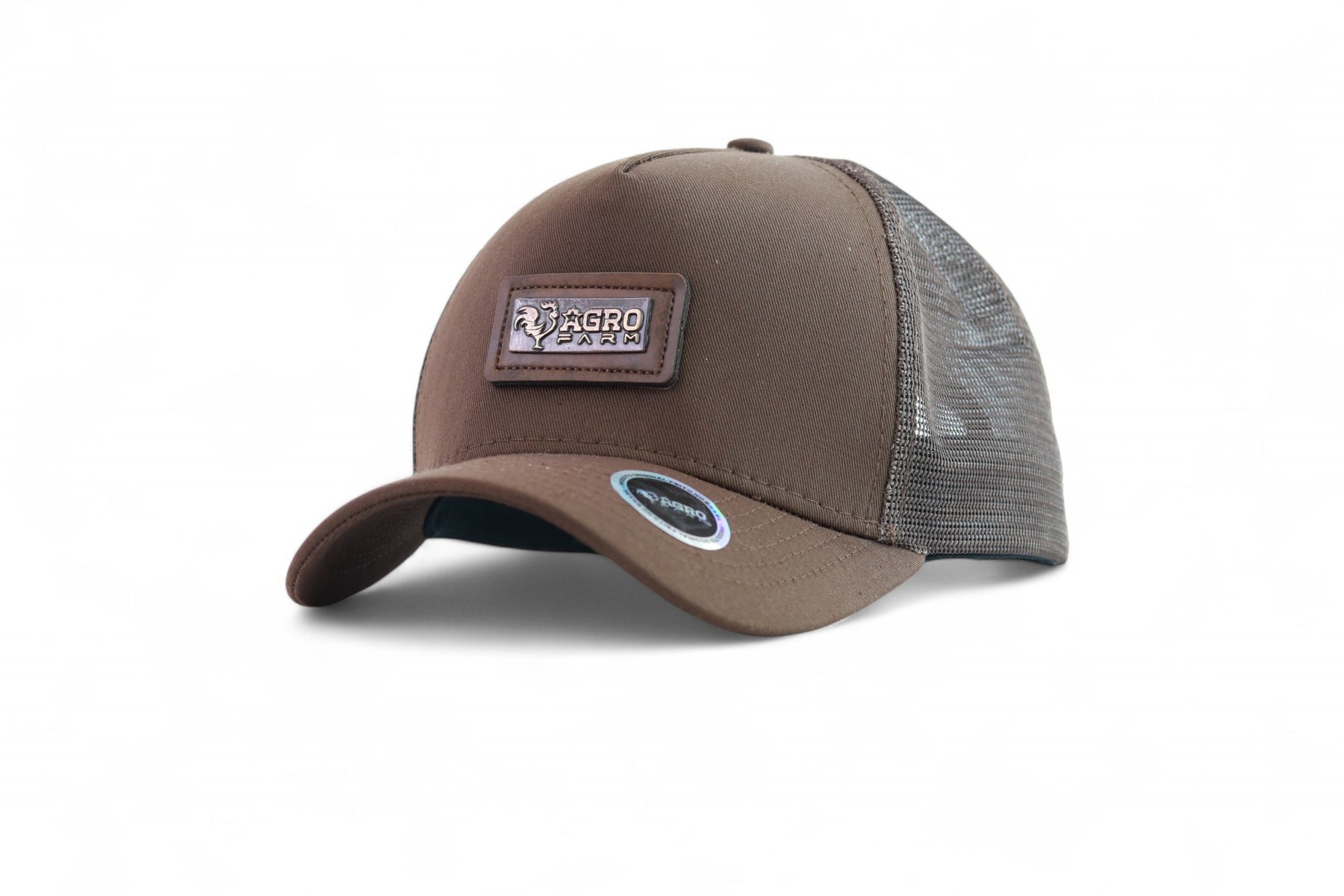 Boné Agro Farm Logo Metal Marrom