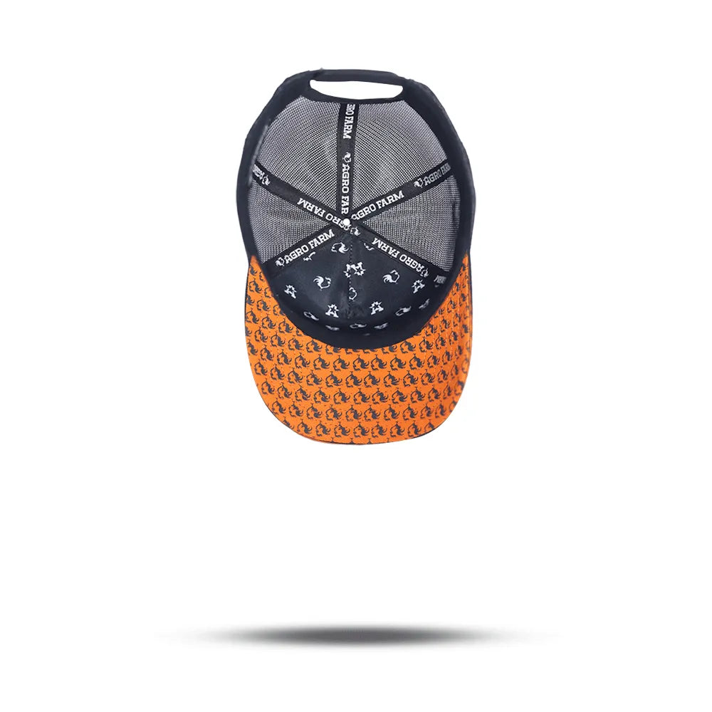 Boné Masculino Feminino Country Preto e Laranja
