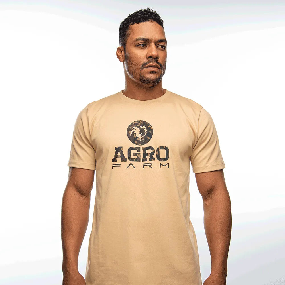 Camiseta Country Manga Curta Agro Farm Camuflada