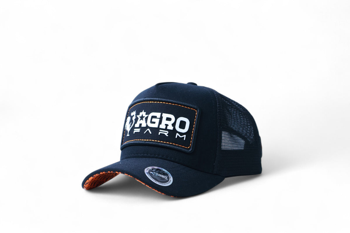 Boné Masculino Feminino Country Preto e Laranja