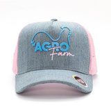 Boné Agro Farm Cinza e Rosa Telado