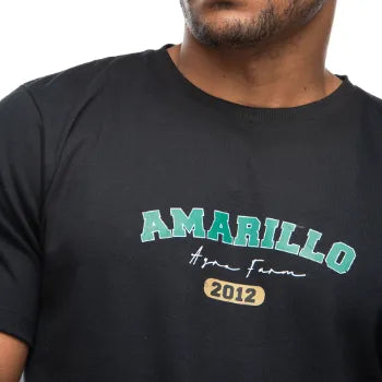 Camiseta Country Masculina Manga Curta Agro Farm Amarillo