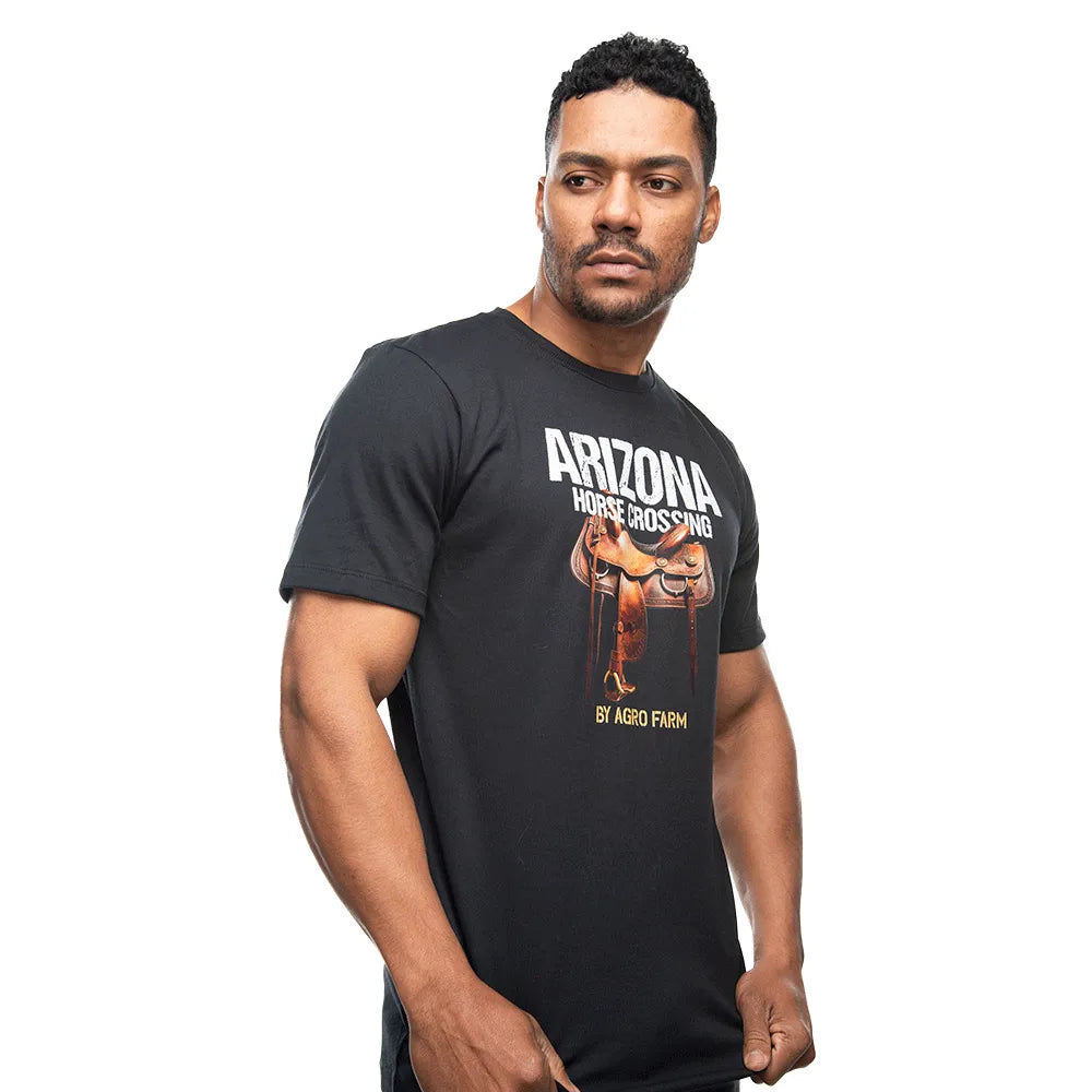 Camiseta Country Masculina Manga Curta Agro Farm Arizona