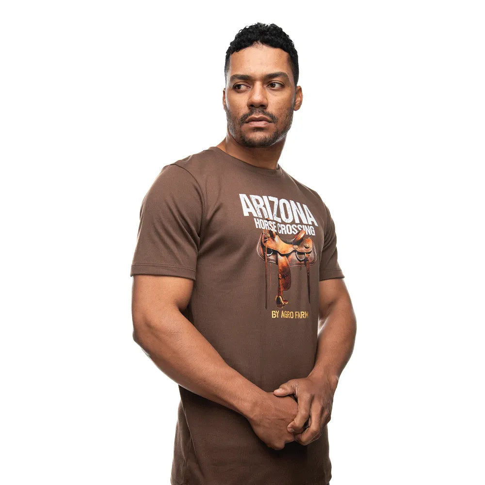 Camiseta Country Masculina Manga Curta Agro Farm Arizona