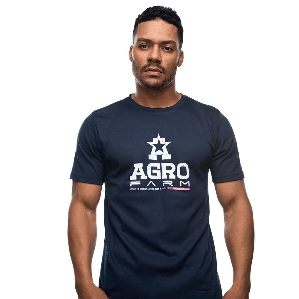 Camiseta Country Masculina Manga Curta Agro Farm Bandeira USA