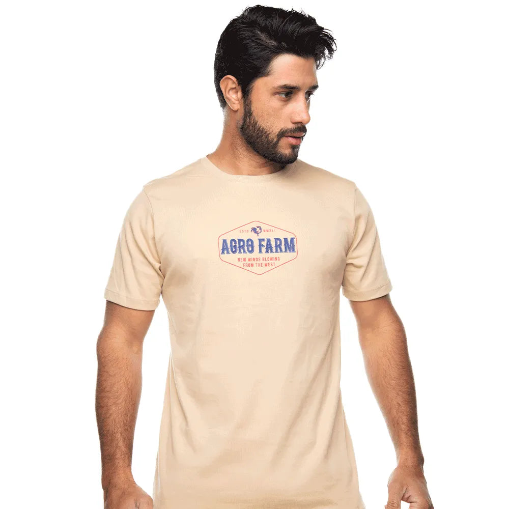 Camiseta Country Masculina Manga Curta Agro Farm New Winds