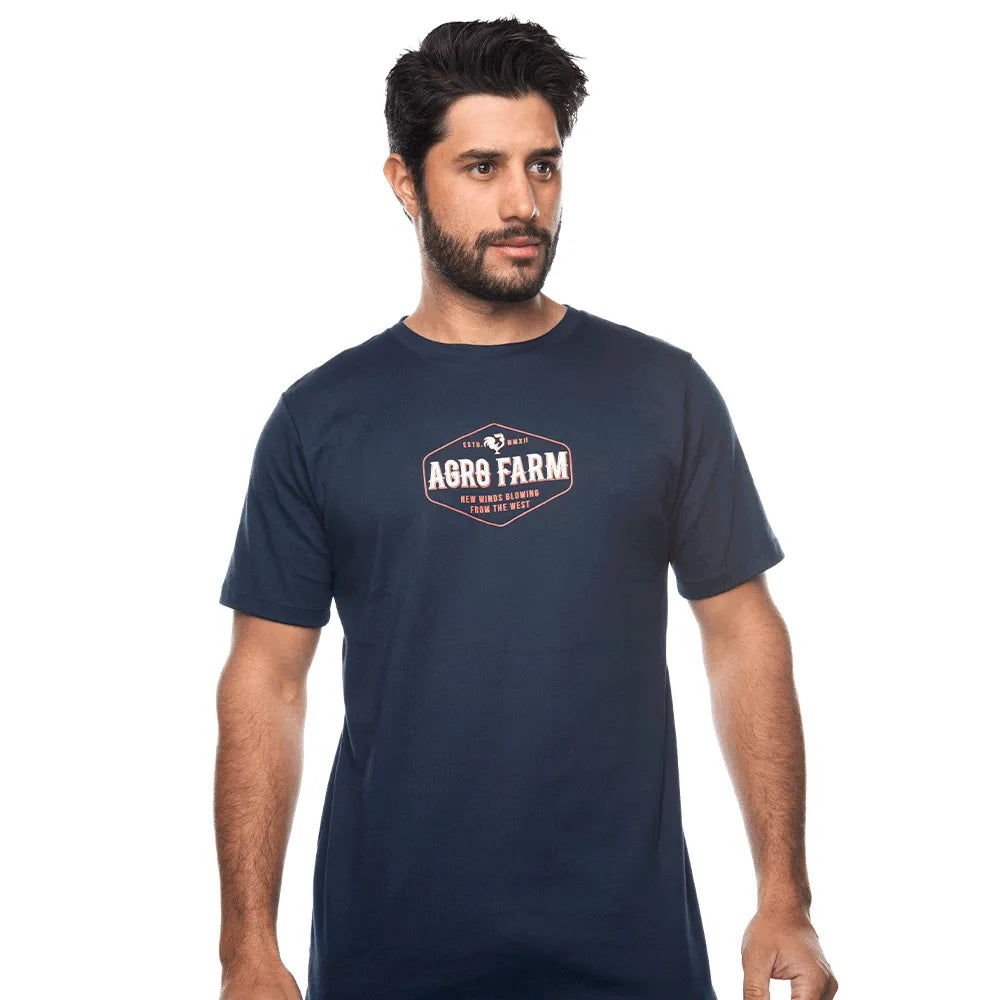 Camiseta Country Masculina Manga Curta Agro Farm New Winds