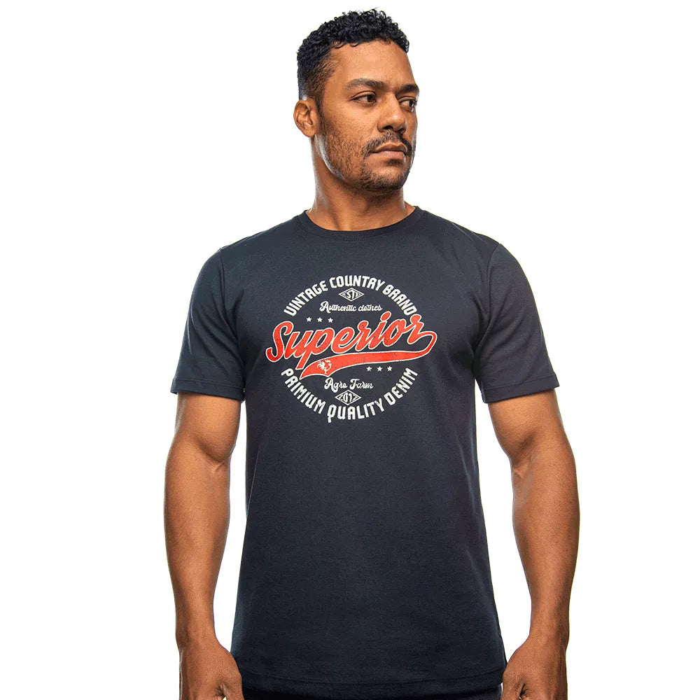 Camiseta Country Masculina Manga Curta Agro Farm Superior