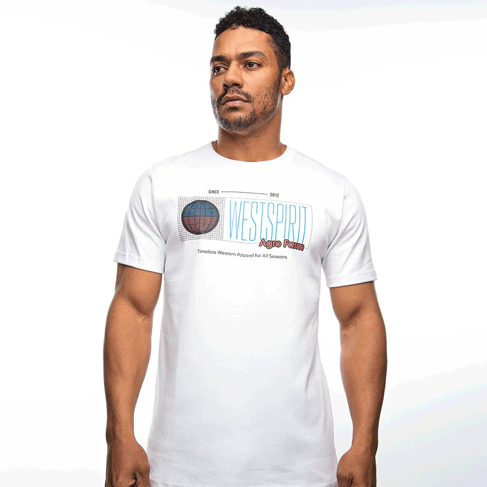 Camiseta Masculina Premium Country Manga Curta Branca Estampa West Spirit