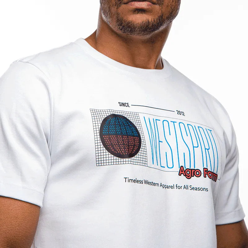Camiseta Masculina Premium Country Manga Curta Branca Estampa West Spirit